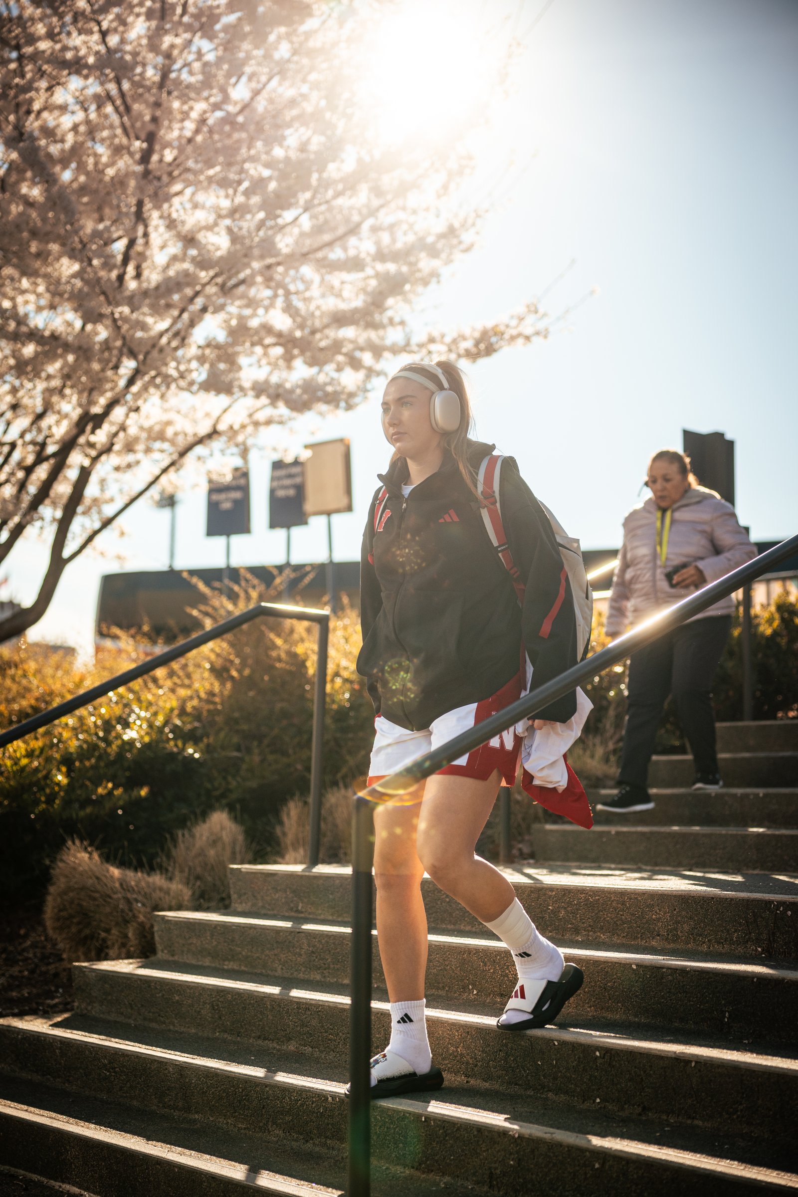 Logan Nissley walking on campus